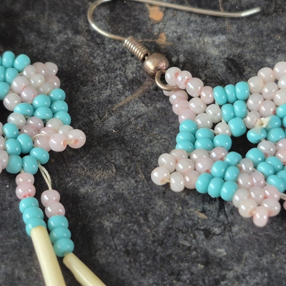 Handcrafted Beaded Star Earrings - Picture 2 of 4